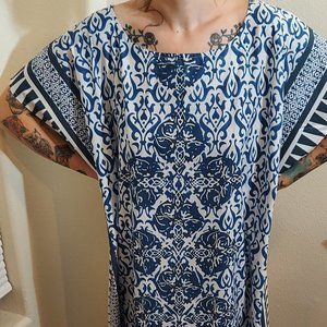 Cupshe Blue and White  Maxi Kaftan, OS